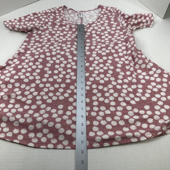 LuLaRoe Women's Size XS Short Sleeve Top Polka Dot Brown White Preowned - Picture 11 of 12